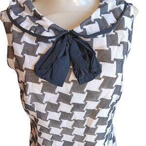 12 Vintage 1960's Geometric Sleeveless Dress Bow Collar Mod Garage Scooter Girl